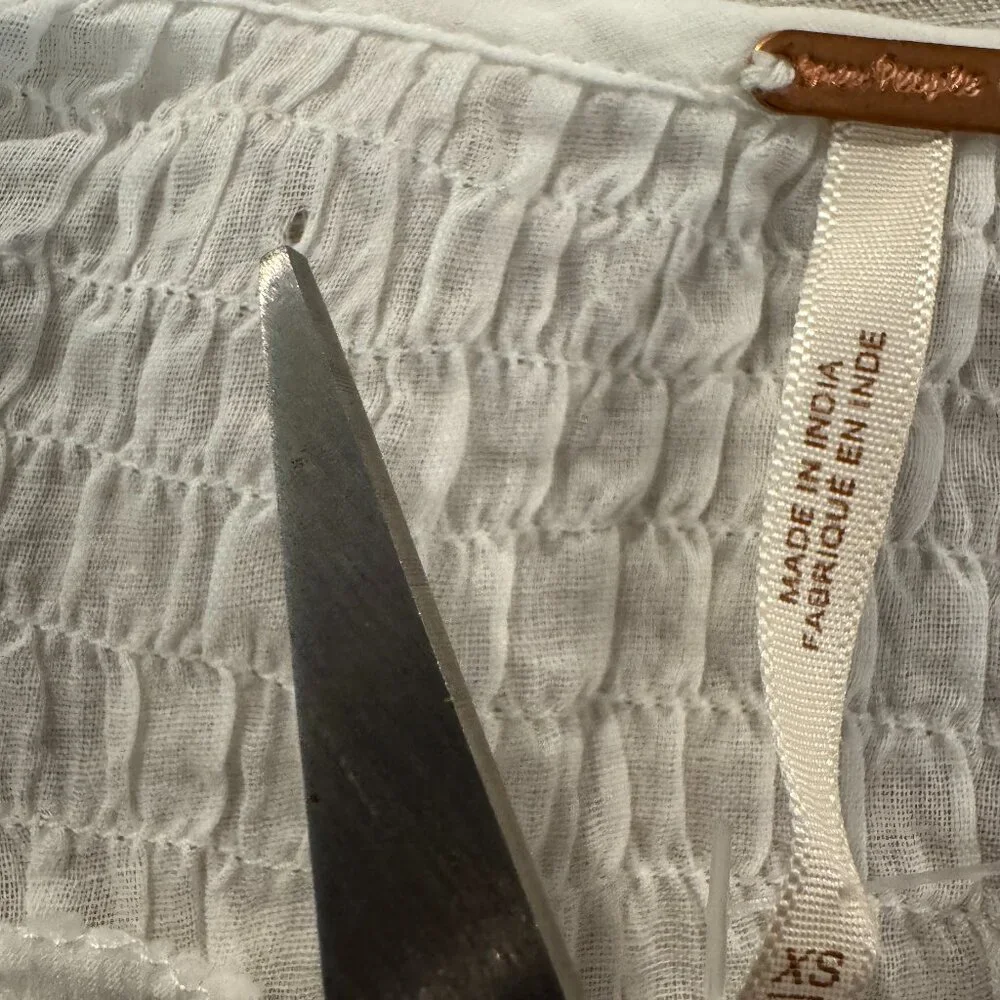 NWT Free People Embroidered Poet Top XS Ivory 100% Cotton Gauze Lace Fairy $168 - Picture 9 of 12